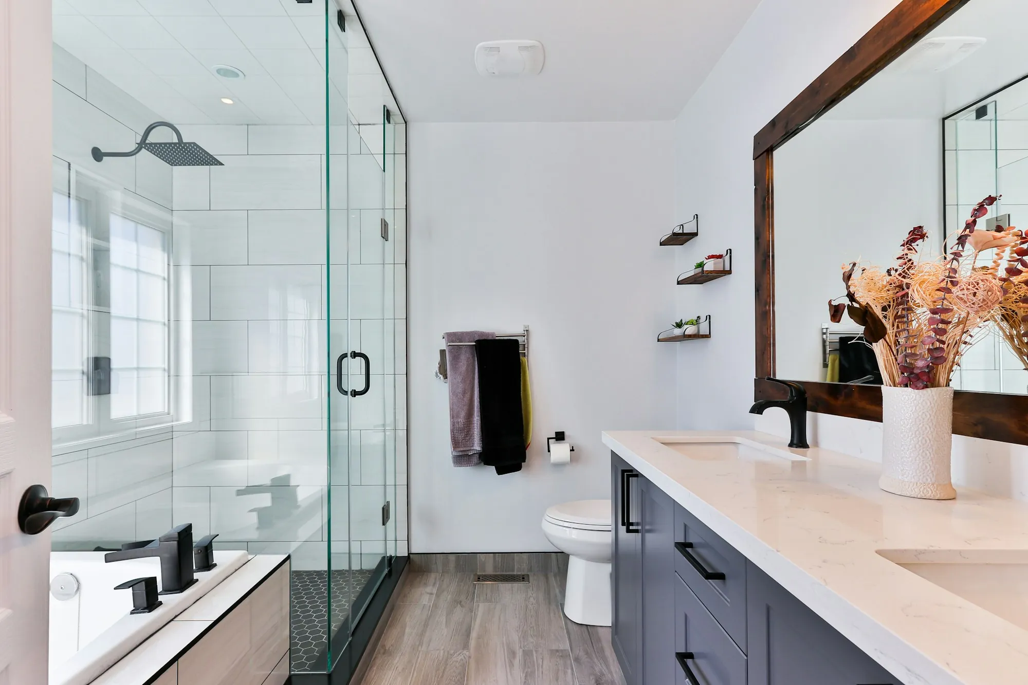 Remodeled bathroom with new fixtures