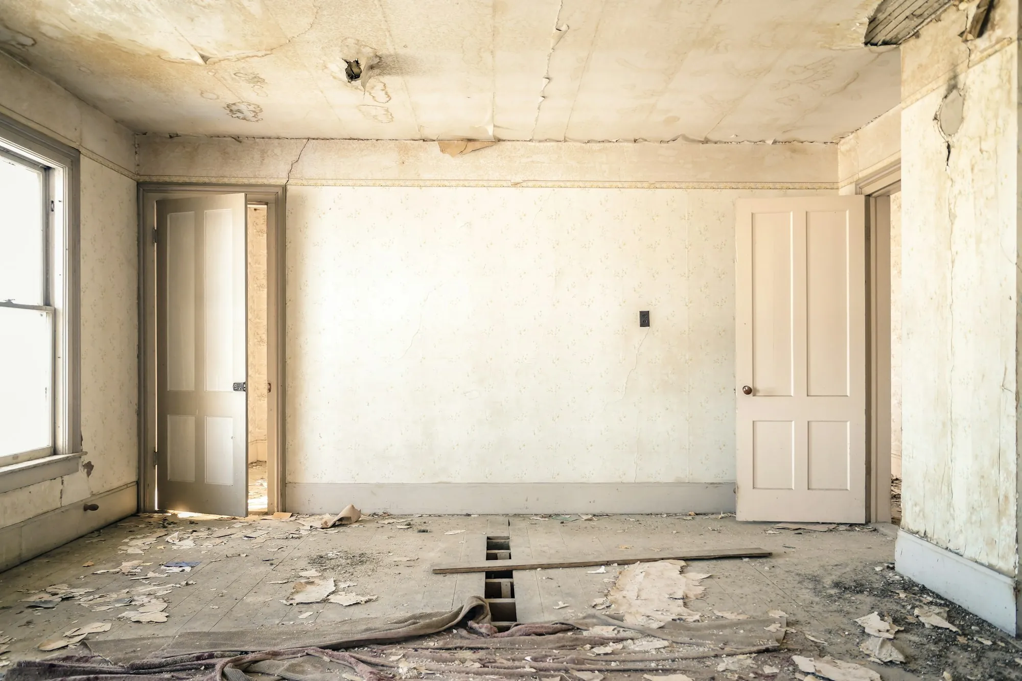Construction stage of a home remodel