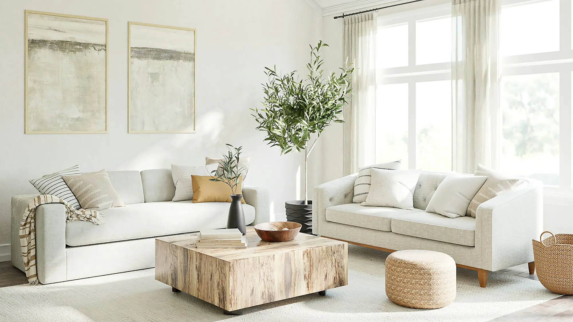 Updated living room after a renovation