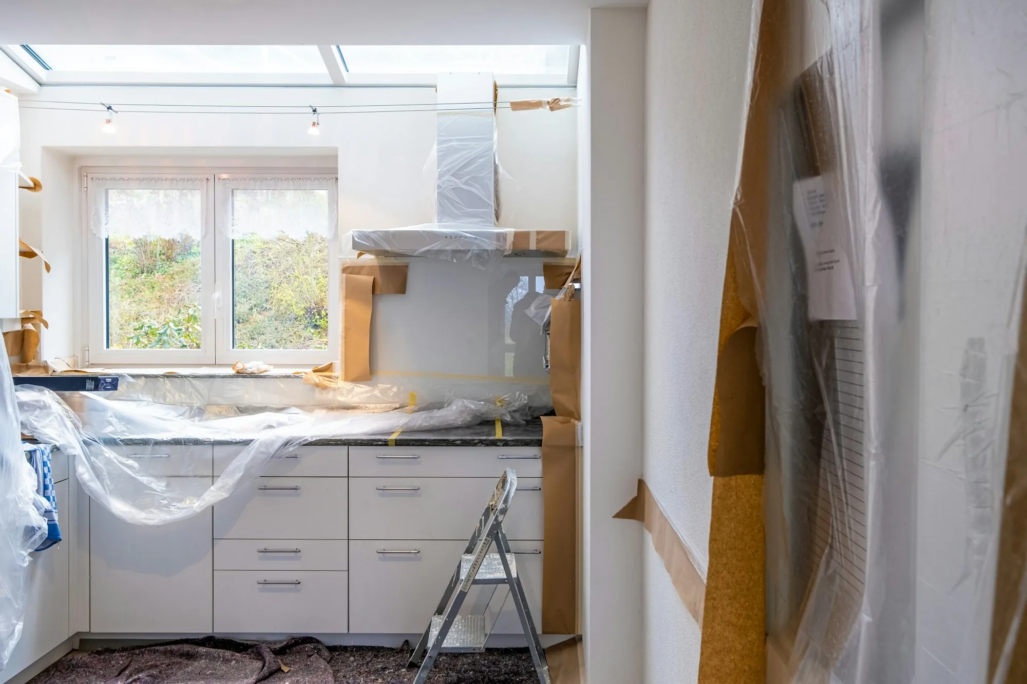 Renovation construction underway in a home